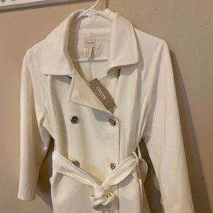 New Chico’s Retro Belted Ponte Jacket Ecru Petite